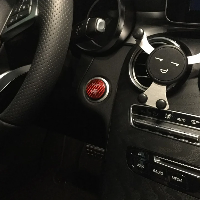 

For Mercedes Benz A B C GLC GLA CLA ML GL Class W176 W246 W205 X253 X156 C117 Engine Start Button Carbon Fiber Cover Car Styling