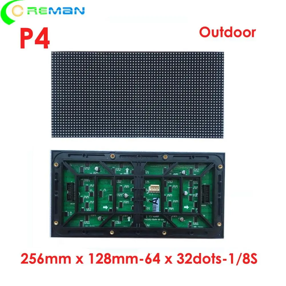 AliExpress испанская Самая низкая цена p4 32x64 СВЕТОДИОДНЫЙ матричный уличный rgb светодиодный модуль hub75 smd1921 светодиодный панельный модуль 256x128 мм