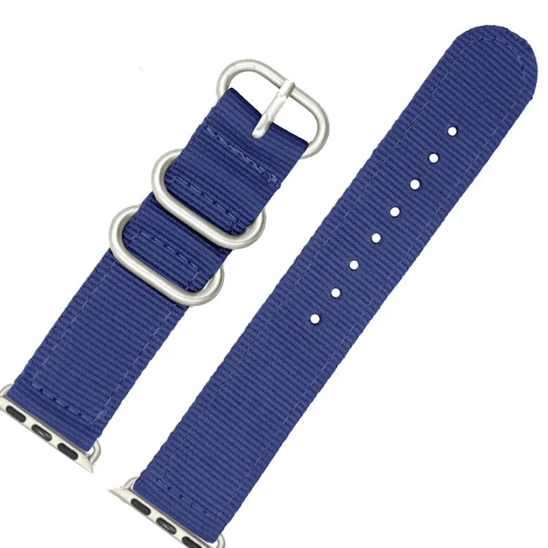 Blue-silver Нейлоновые ремешки, подходящие для Apple Watch серии 1/2/3/4 нейлоновый ремешок для часов аксессуары для Apple Watch, 38 мм, ремешок, 40 мм 42 44 мм - Цвет ремешка: Blue-silver