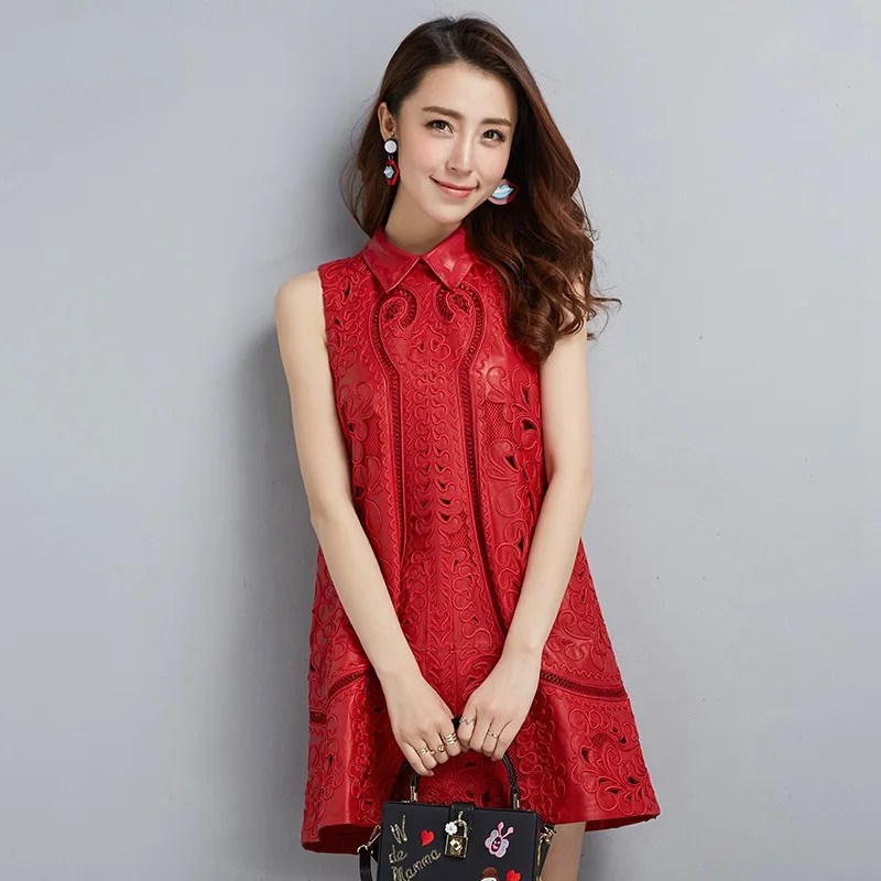 Женское цельнокроеное платье из натуральной овечьей кожи роскошная верхняя