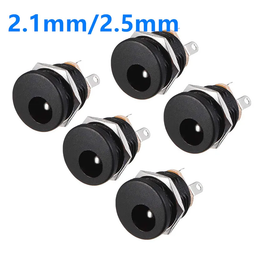 

10pcs DC-022 DC022 5.5x2.1mm 5.5*2.1mm 5.5x2.5mm 5.5*2.5mm DC Power Socket dc connector Panel Mounting with Screw Nut