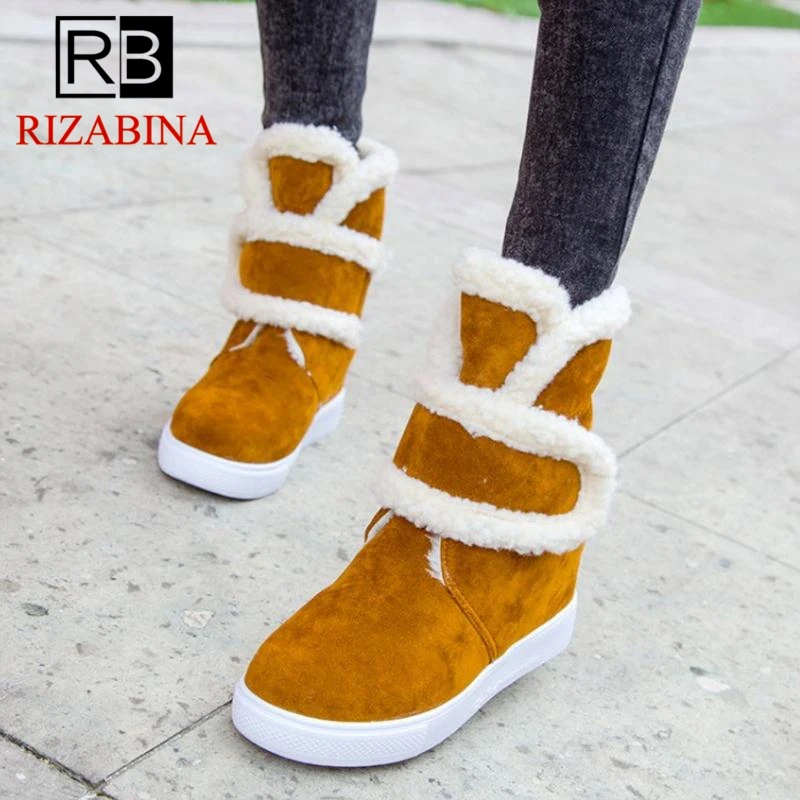 RizaBina/женские зимние ботильоны теплые плюшевые ботинки молодежная модная обувь