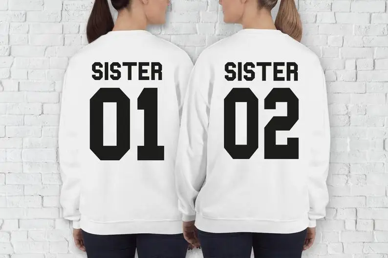 Свитшот Sugarbaby Sister 01 02 для лучшего друга лучший друг подарок модный джемпер с