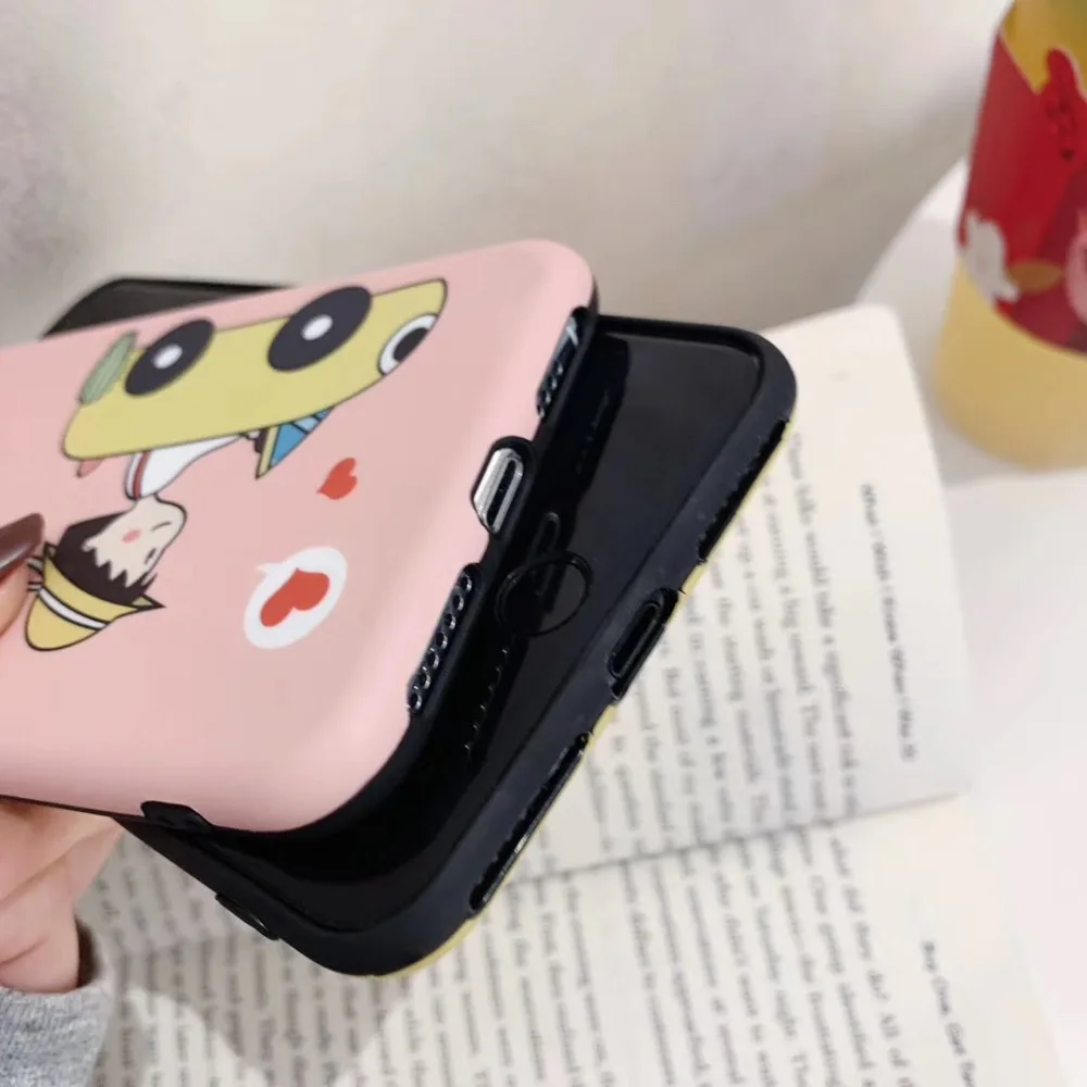 Frosted cartoon crayon xiaoxin and cherry maruko for iphone 6P 6S 6SP 7 7P 8 8P X XS MAX XR mobile phone protective shell |