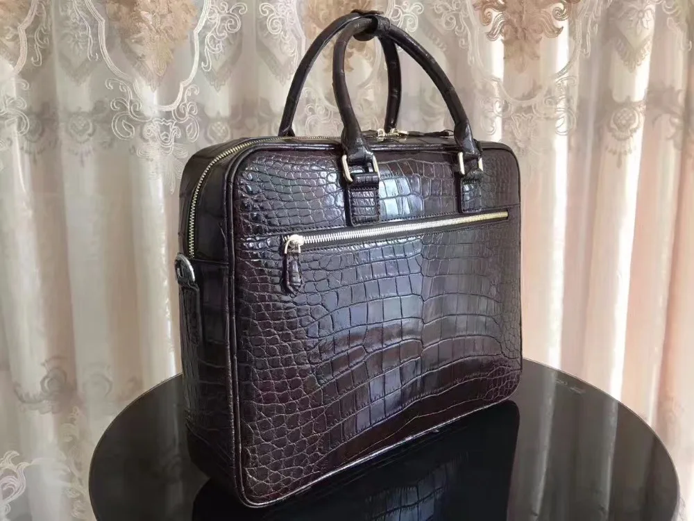 2017 Мужской коричневый портфель из крокодиловой кожи мужской с клапаном спереди