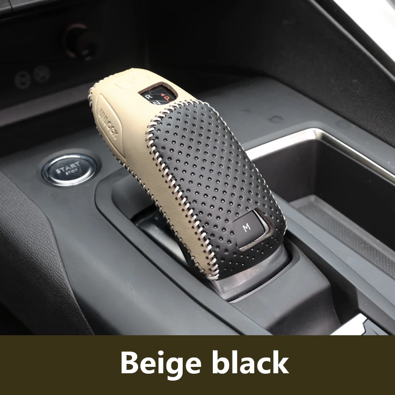 Beige black Подходит для Citroen C5 Aircross Внутренний чехол из натуральной кожи чехол рычага рукоятки рычага КПП оболочка рукоятки рычага переключения передач украшения Аксессуары - Название цвета: Beige black