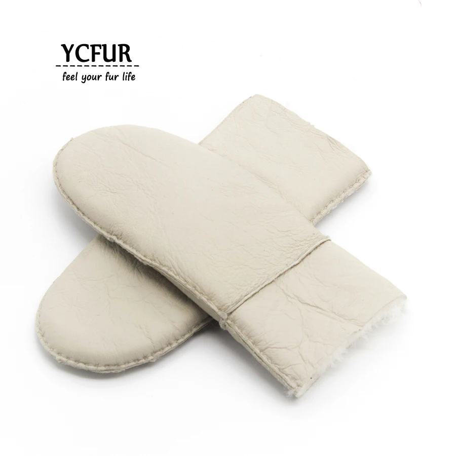 

YCFUR Women's Gloves Winter Warm Heavy Fur Lining Sheep Leather Gloves Mittens for Women Genuine Sheepskin Black Driving Gloves