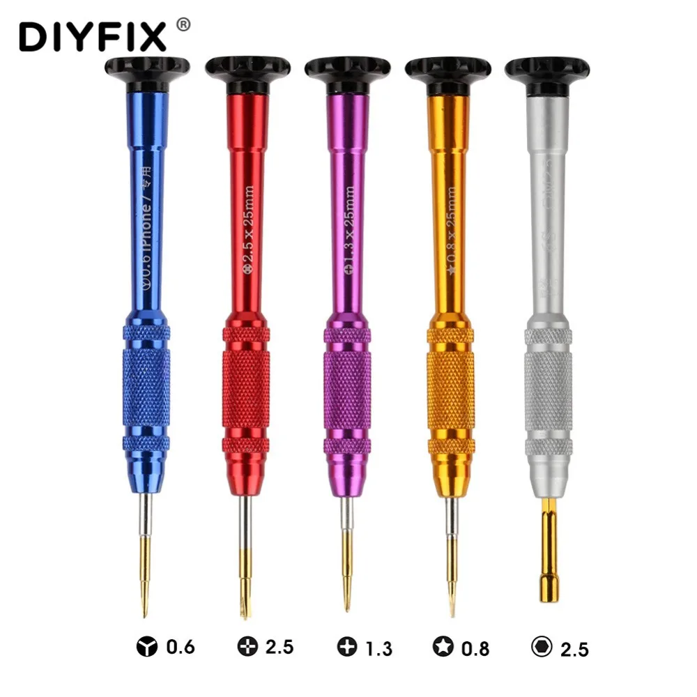 

DIYFIX 5 in 1 Precision Screwdriver Set for iPhone X 8 7 6S 6 Disassemble Opening Kit Phone Repair Tools Kit