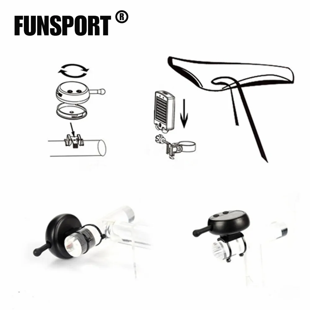 FUNSPORT 64 LED USB Rechargeable Bike Taillight Bicycle Rear Light Wireless Remote Controll Turn Signal 3 Modes | Спорт и