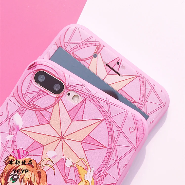 Для iphone XS Max милый Cardcaptor Sakura задний Чехол+ пленка для экрана из закаленного стекла, Девушка Мягкий чехол для iphone X XR 6 7 8plus