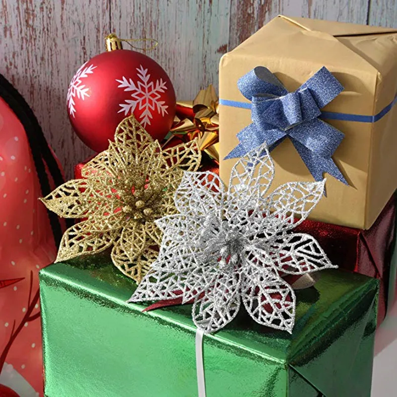 Модные пластиковые полые блестящие красивые рождественские Полые Цветы для