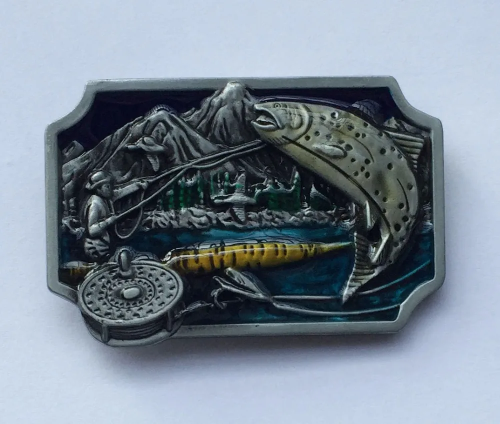 Рыболовная металлическая пряжка с синим узором | Дом и сад