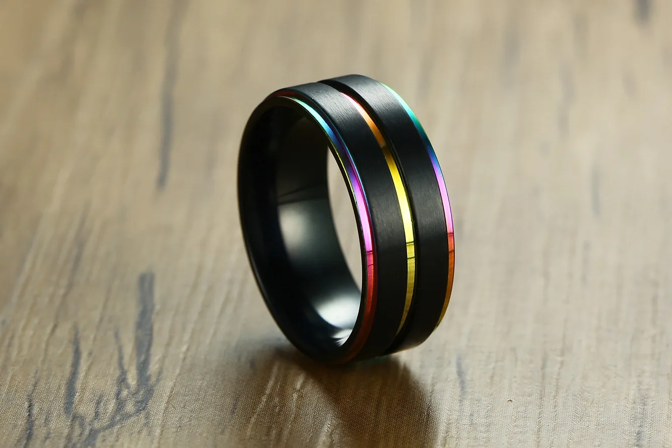 Новинка, мужское кольцо Anel Masculino Anillos, Радужное кольцо из нержавеющей стали, обручальное кольцо, красочное ювелирное изделие brother