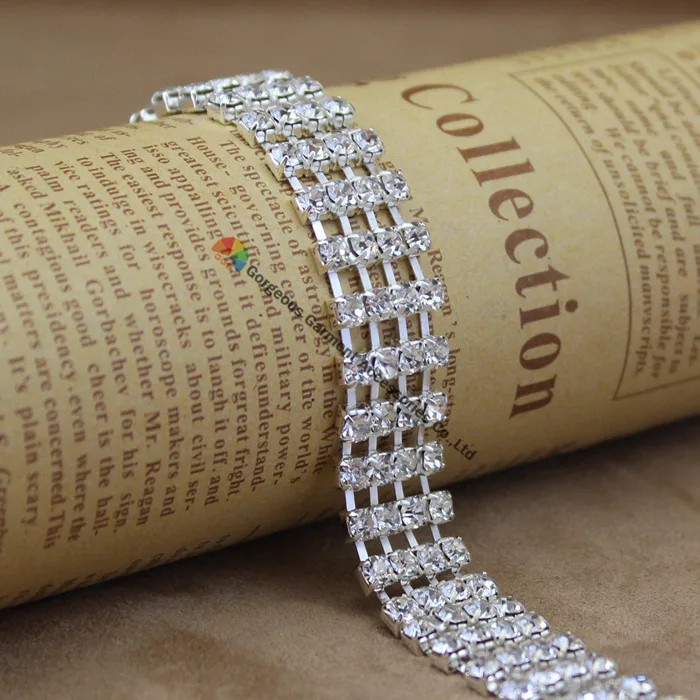 1 ярд 4 ряда SS16 Чешский горный хрусталь чашка цепь Кристалл аппликационный костюм