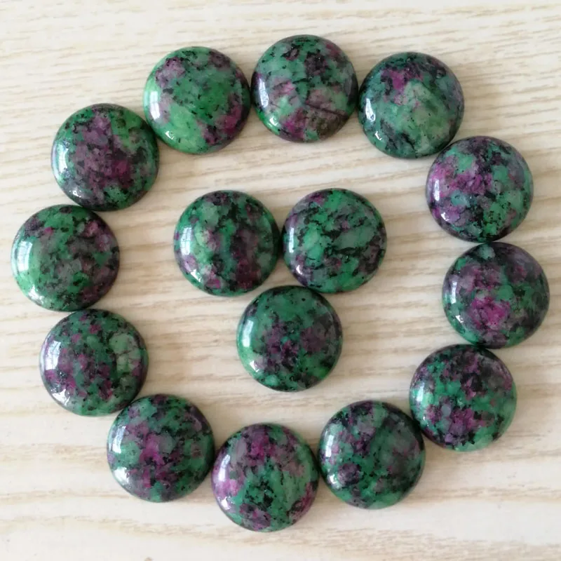 

Fashion hot selling natural epidote stone beads 20mm charm red and green treasure round cabochon 20pcs Wholesale free shipping