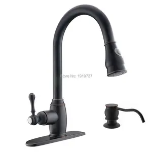Роскошный Классическая масляная потертая бронза смеситель для раковины с высокой дугой и выдвижным изливом ORB выдвижной спрей с дозатором мыла