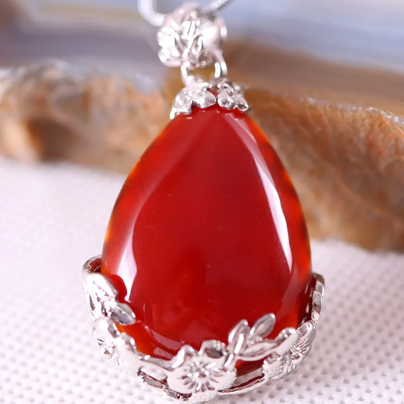 Red Agate 27x36 мм Капля воды бусина, натуральный камень тигровый глаз Сердолик Кристалл Опал Howlite лазурит кулон 1 шт. с цепочкой 18 дюймов - Окраска металла: Red Agate