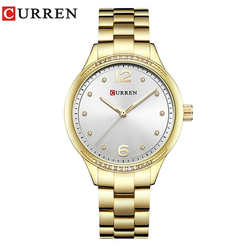 Gold White Relogio Feminino 9003 Curren часы женские брендовые роскошные золотые кварцевые часы модные женские нарядные Элегантные наручные часы подарки для леди - Цвет: Gold White