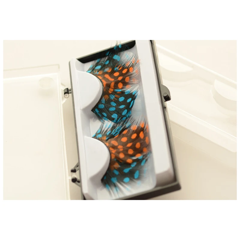 1 пар/кор. Мягкие Длинные Перо Накладные ресницы синий и оранжевый модные женские