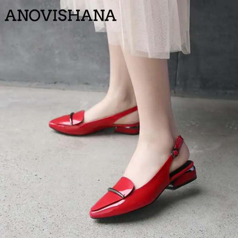 ANOVISHANA/sandalias mujer; женские босоножки; коллекция года; женские туфли-лодочки; обувь на низком каблуке; кожаные слинбэки; свадебные туфли; обувь; zapatos; D076