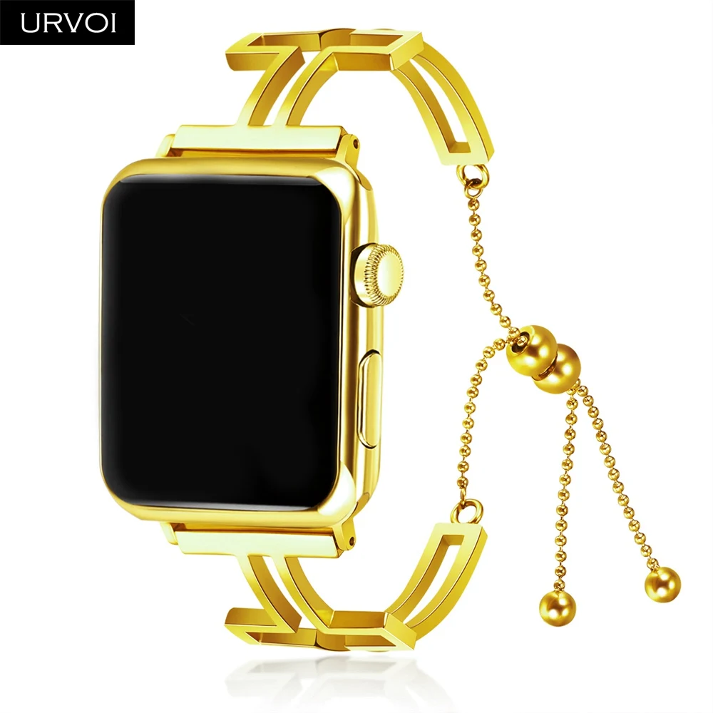 URVOI ремешок для Apple Watch манжета девушка модный браслет из нержавеющей стали для iWatch серии 5 4 3 2 1 крестообразная цепочка