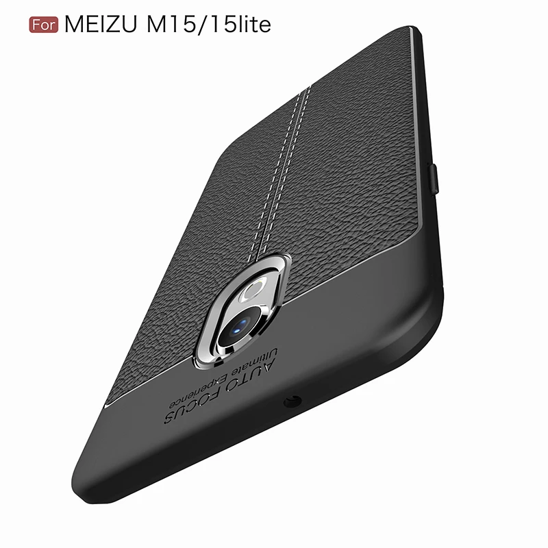 Личи зерна узор кожаное силиконовый чехол на мизу meizu 15 Lite чехлы селиконовые классический личи полоски матовая Мягкие ТПУ случаи для меня мейзу 15 лайт case случае бампер cases Обложка чехол силиконовые