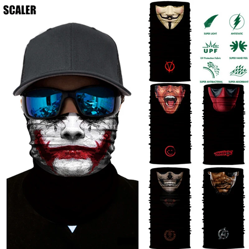 3D Джокер Бесшовные Волшебные шеи Gaiter Facemask Велоспорт Байкер Кемпинг Дэдпул