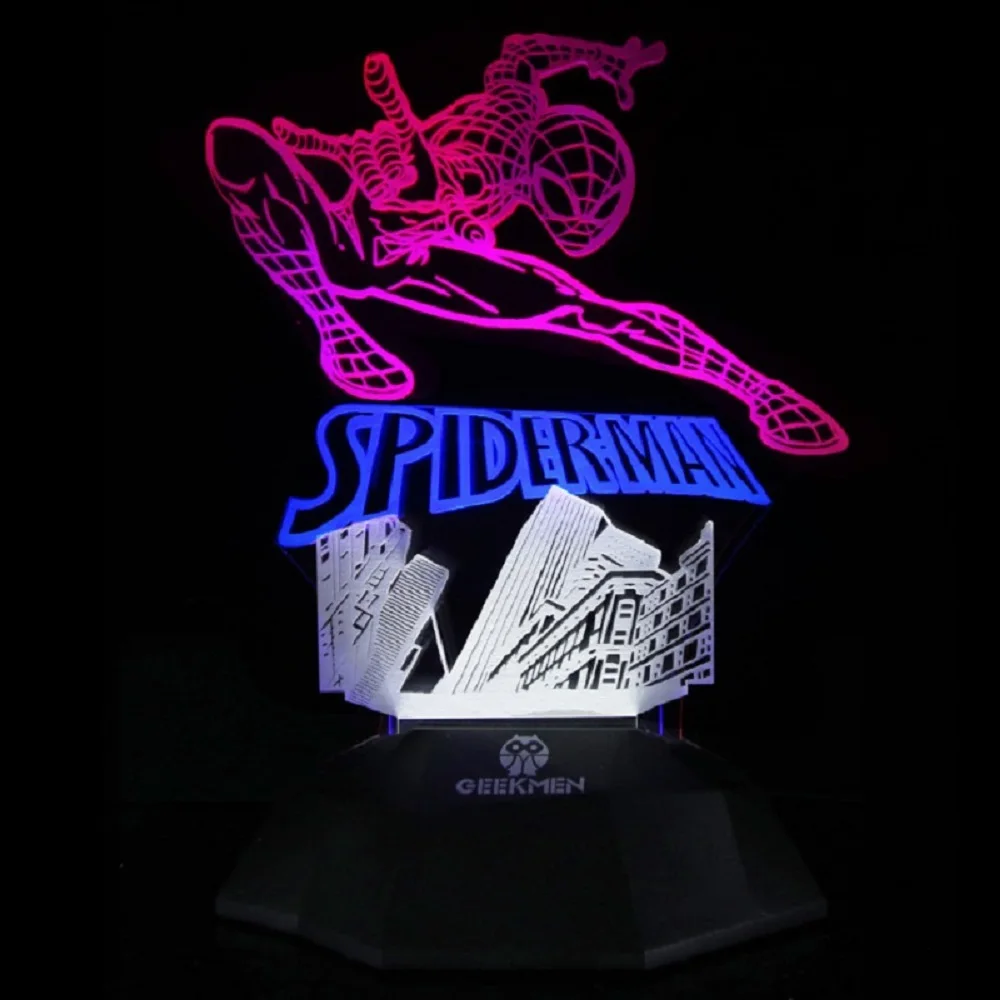 Синий С принтами "Marvel", "Мстители", светодиодный ночной Светильник 3D Usb настольная лампа Железный человек Человек-паук Raytheon настольные лампы для спальни прикроватный светильник украшения подарок - Испускаемый цвет: Синий