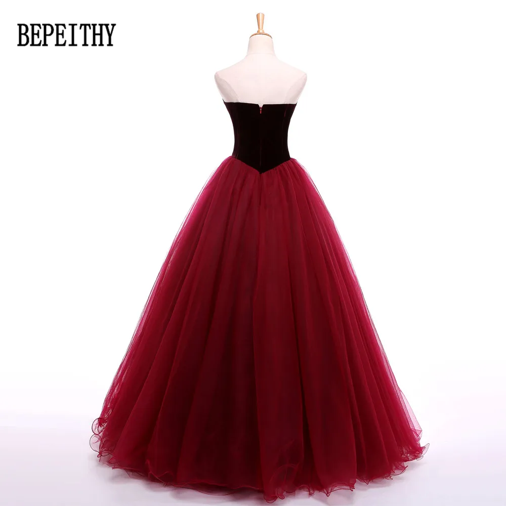 BEPEITHY Vestidos De Festa элегантный простой хиджаб Тюль Милая без рукавов Бургундия Выпускные платья
