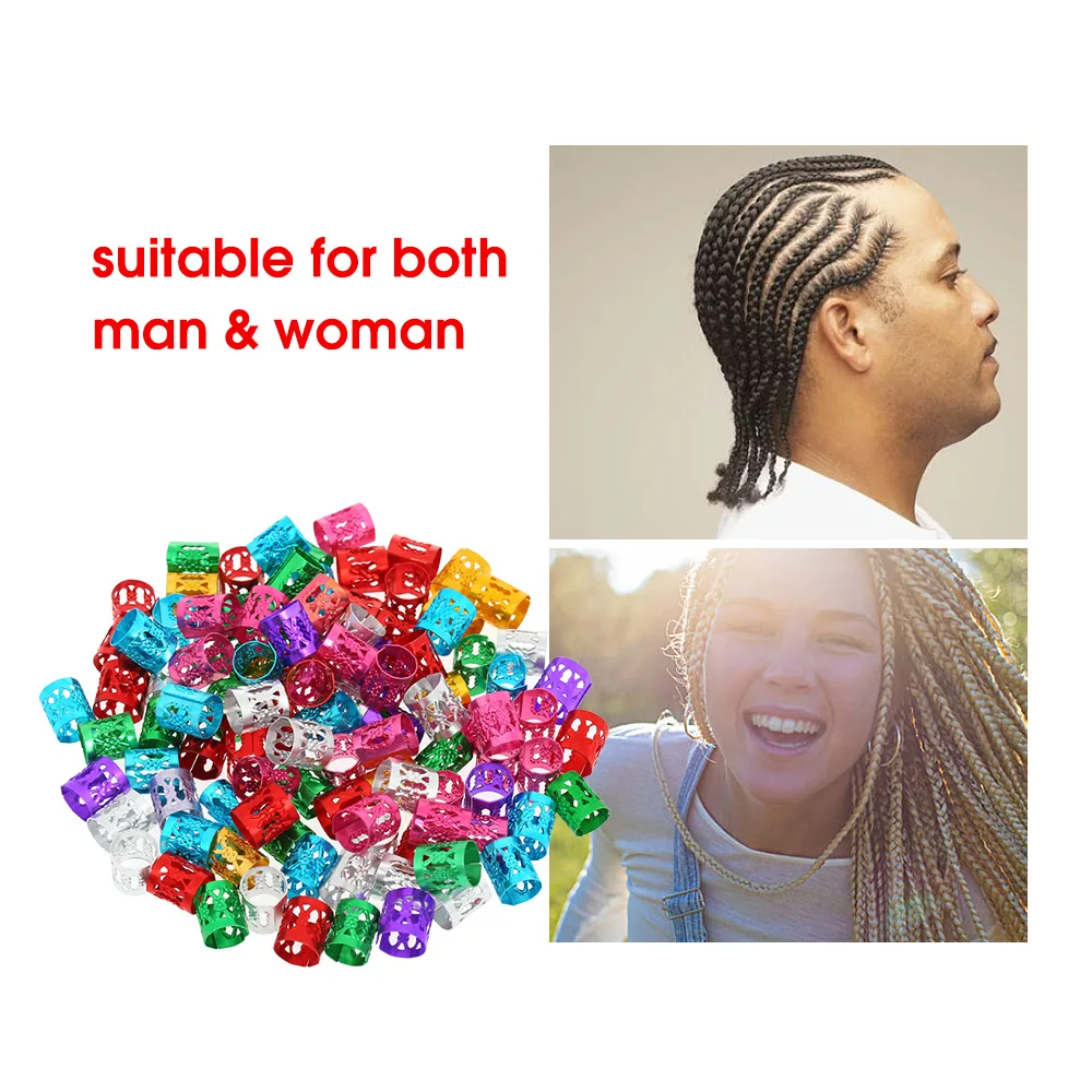 100 шт. аксессуары для волос дредов кольца манжеты металлические бусины плетения