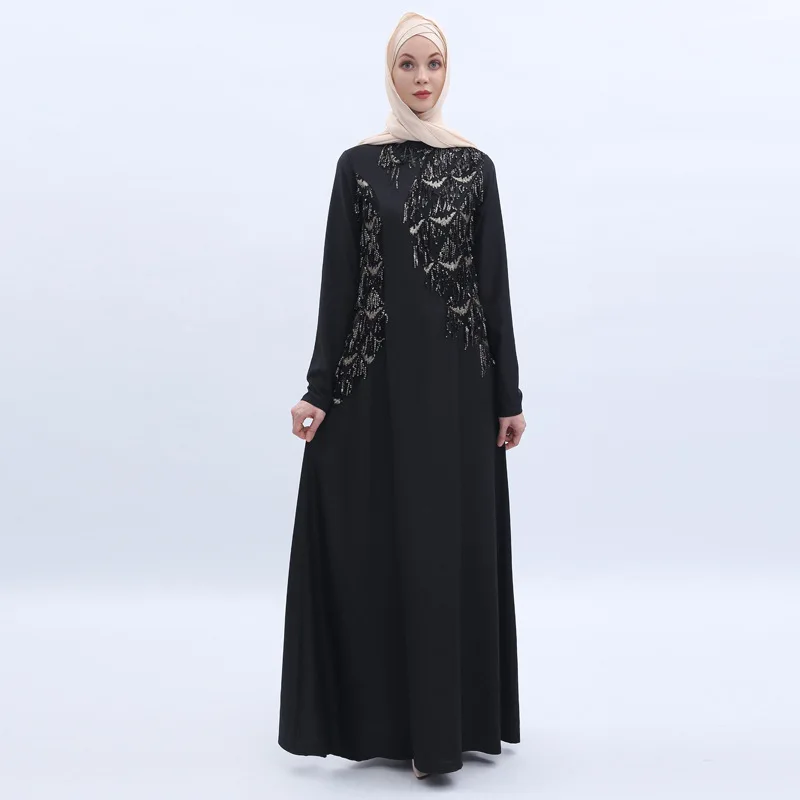 Роскошное длинное платье-абайя с блестками в мусульманском стиле, шифоновый кардиган с кисточками, кимоно, длинное платье, платья для Ближн...