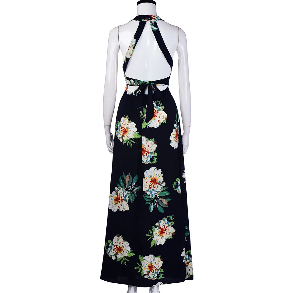 Robe de femme ete 2019 Для женщин из шифона с цветочным рисунком без рукавов открытой