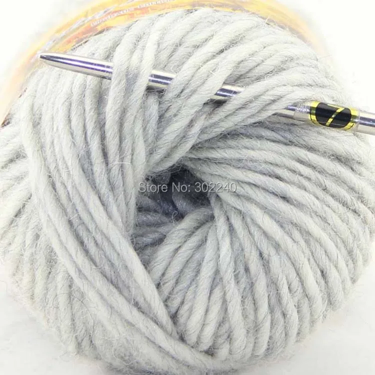 Лот из 3 косточек x 50 г массивная ручная крупная вязка шерстяная пряжа серебристо