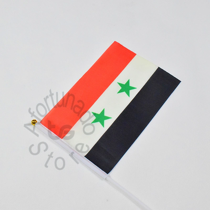 

Syria 14*21cm flag Banner hand waving National flag Home Decoration flag banner