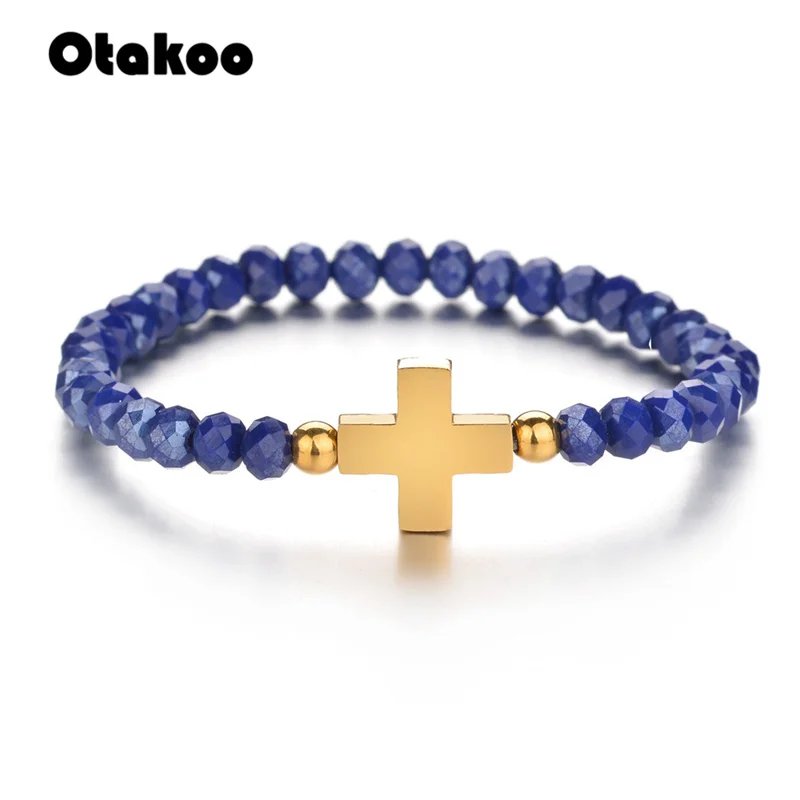 Otakoo красный синий оранжевый шампанское браслет из бисера для женщин крест
