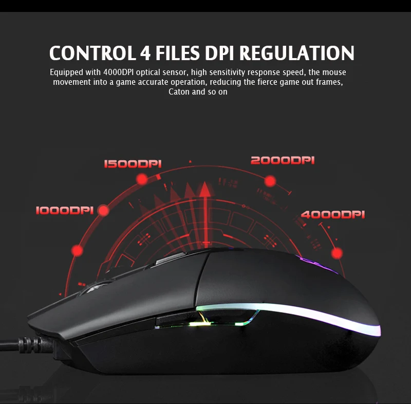 Motospeed V50 RGB макро Программирование 4000 dpi игровая геймерская мышь USB компьютерная Wried оптическая мышь с подсветкой дышит светодиодный для ПК игры