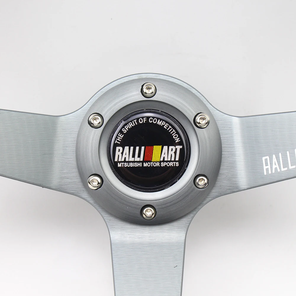 14 дюймовый серый Ralliart Deep Dish замшевый кожаный гоночный автомобиль рулевое колесо