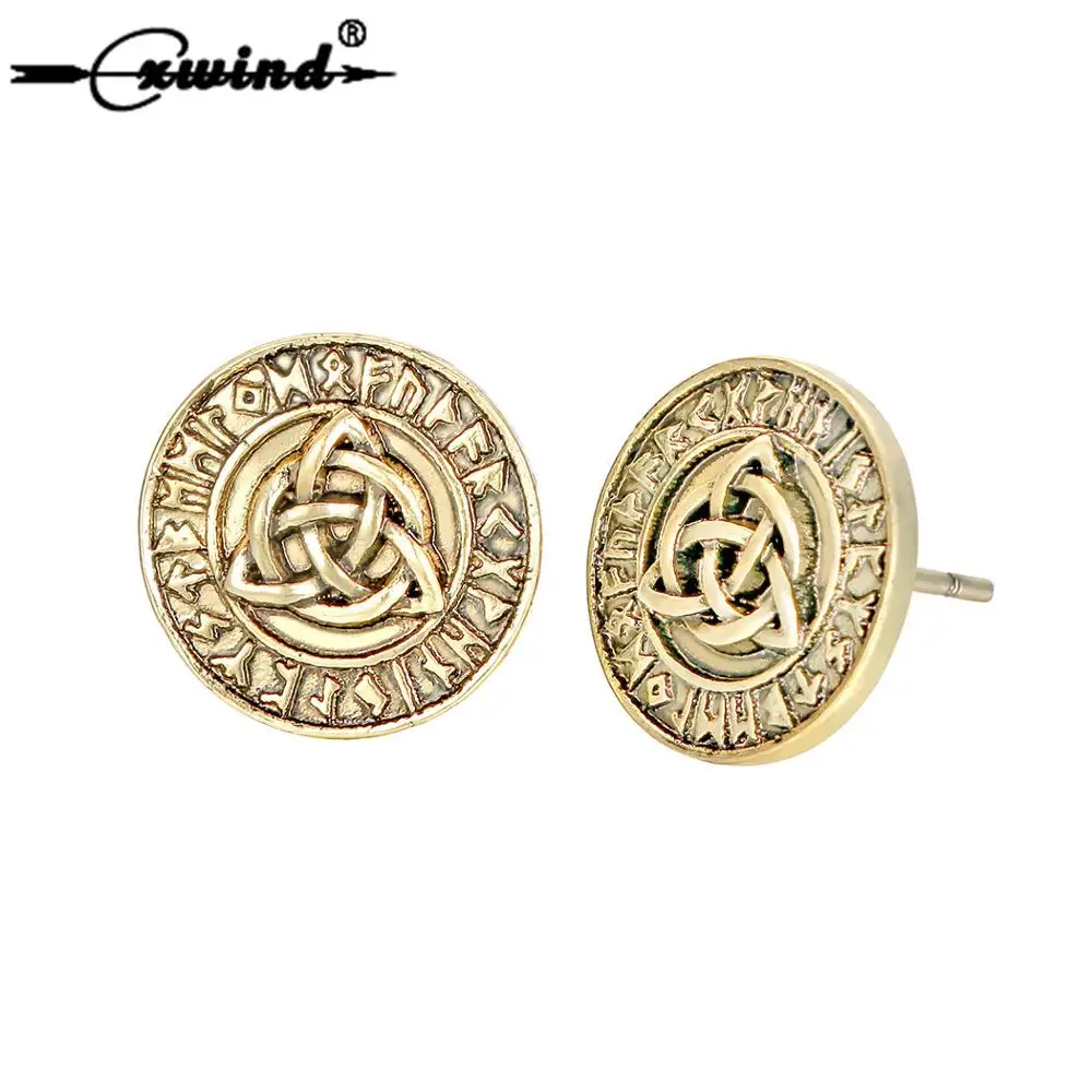 Женские винтажные серьги-гвоздики Cxwind золотистые славянские руны этнические