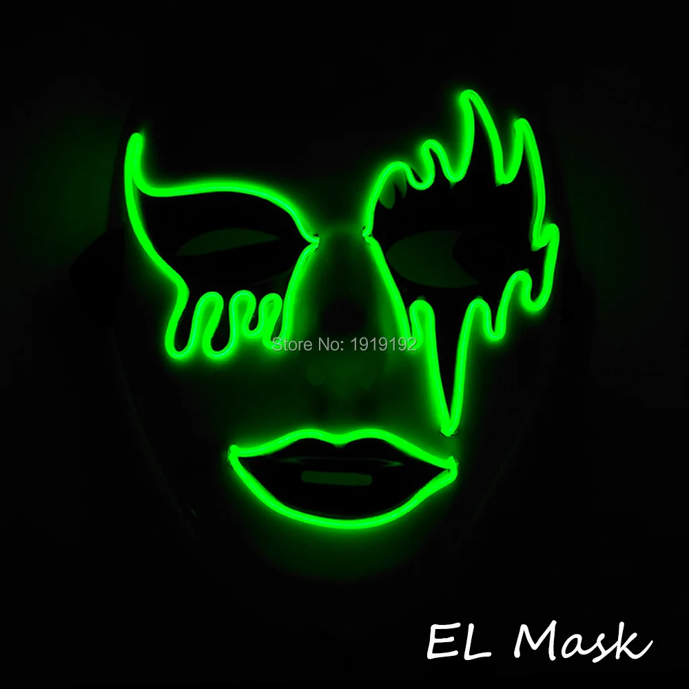 Светодиодный светильник маска Glow звуковая активация EL хоррор с рожицей карнавал