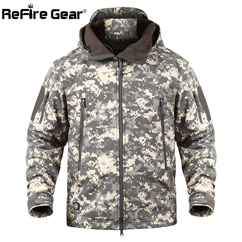 Refire gear армейская тактическая куртка мужская флисовая Водонепроницаемая камуфляжная мужская куртка милитари камуфляжная одежда зимняя куртка с капюшоном пальто