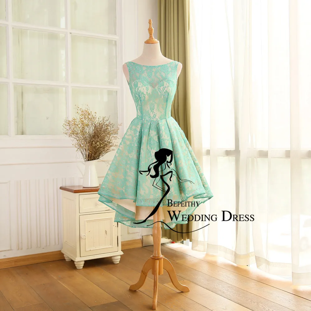 Халат De Soiree Высокий Низкий кружево платье для выпускного вечера Scoop vestido Festa