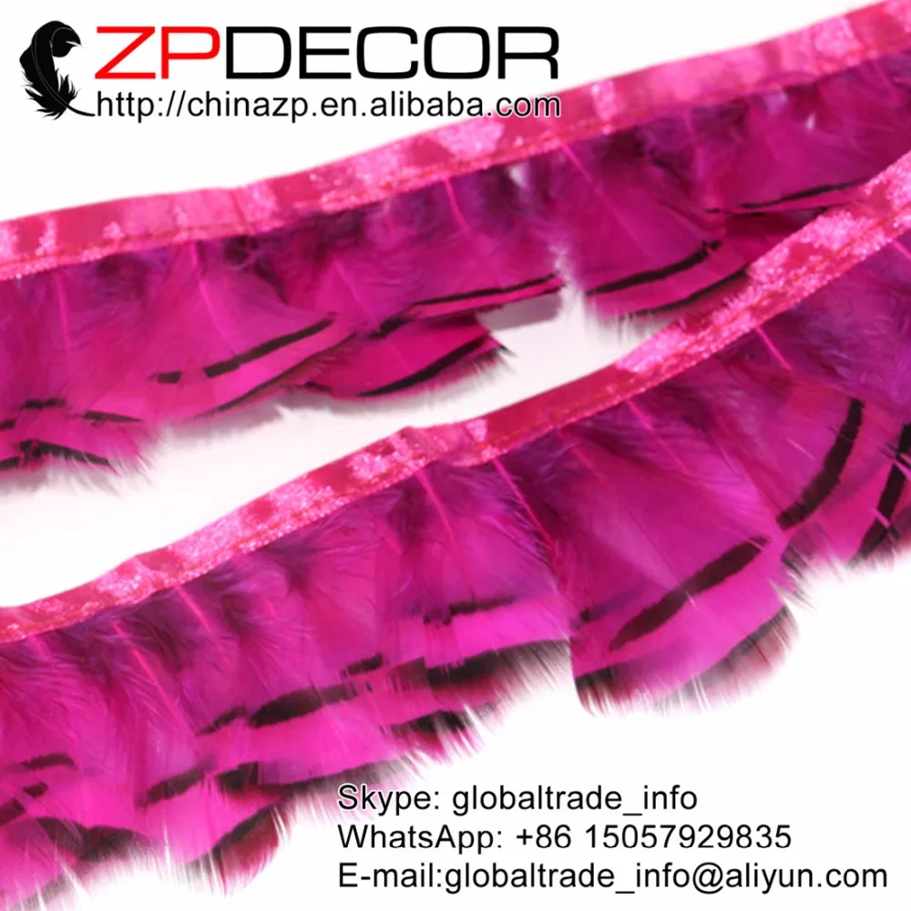 Zpdecoration 10 ярдов/партия 5 см (2 дюйма) ярко розовый цвет крашеный Chukar Partridge перьевая