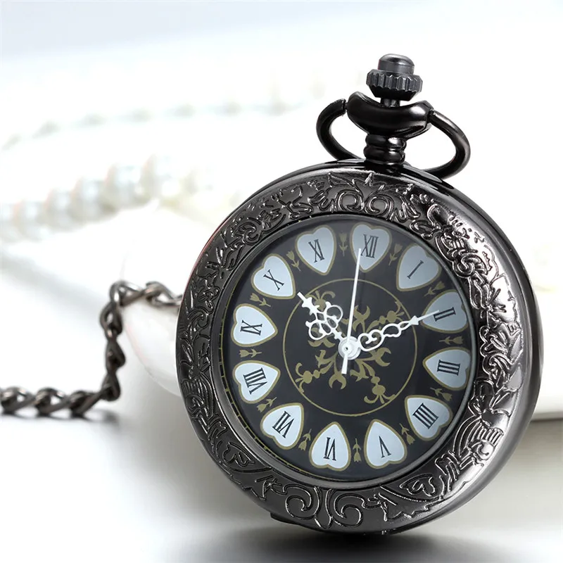 Lancardo Heart Roman Dual Display Gift Antique Pocket Watch Pocket Watch Retro Quartz Machinery Watch For Men And Women