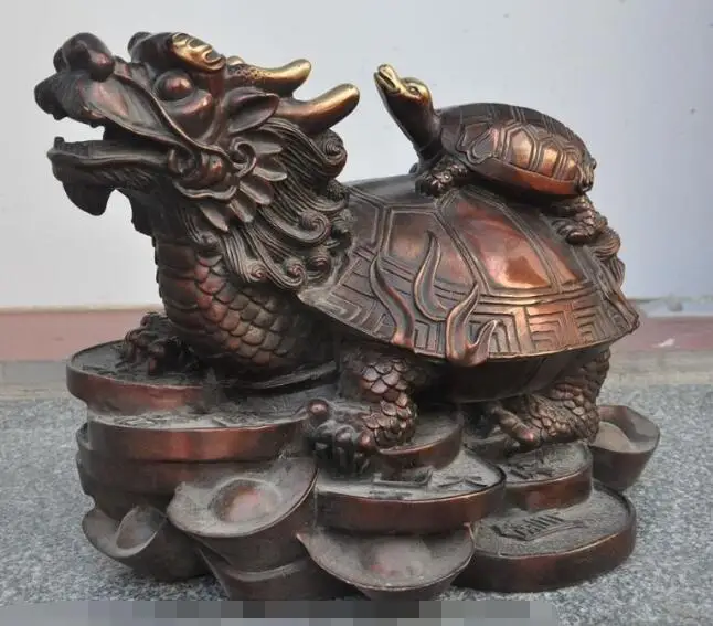 Песня voge gem S6459 Китайский Фэншуй Бронзовый Богатство YuanBao Деньги Дракон черепаха