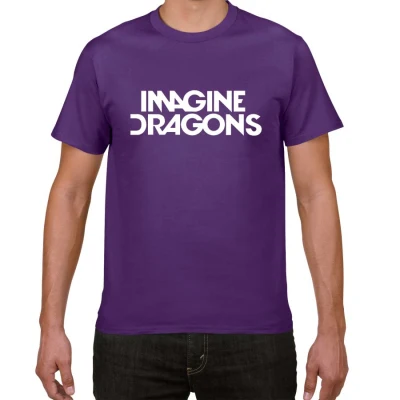 purple Новинка, футболка для мужчин в стиле Харадзюку с надписью IMAGINE Dragon pok, хлопок, повседневная рок-группа, уличная одежда, мужская футболка - Цвет: purple