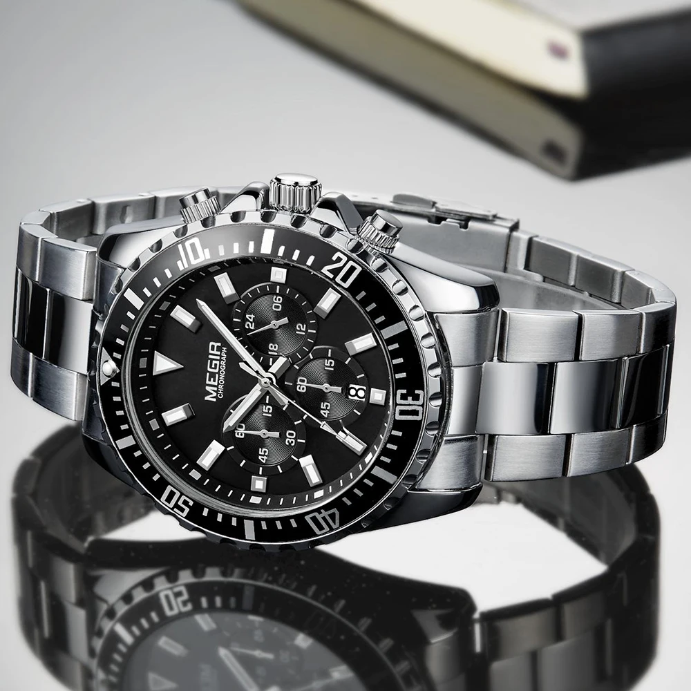 Часы наручные Megir Мужские кварцевые спортивные аналоговые многофункциональные