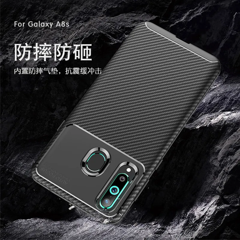 Корпус из углеродного волокна для samsung Galaxy A8s G8870 чехол Высокое качество Алмазная сетка Дизайн чехол для samsung Galaxy A8s SM-G8870 чехол