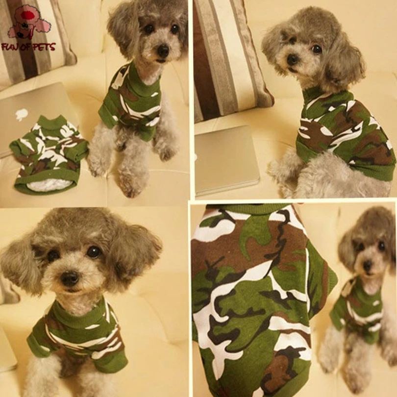 Летняя мягкая камуфляжная футболка для собак и щенков летняя хлопковая Одежда