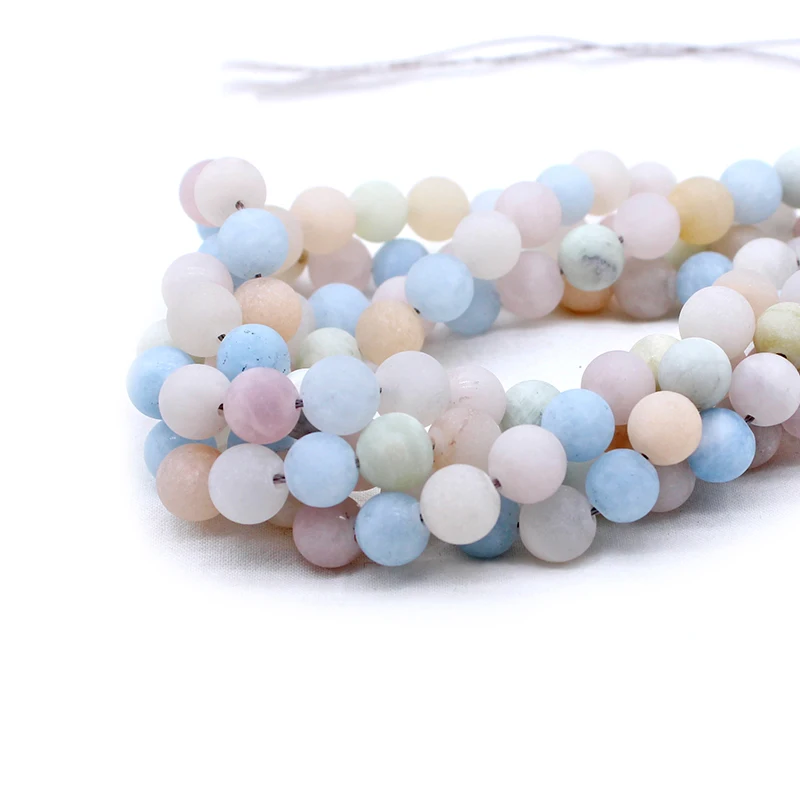 Natural stone beads colorful Matte morganite round loose for jewelry making 15inche/strand diy bracelet necklace | Украшения и