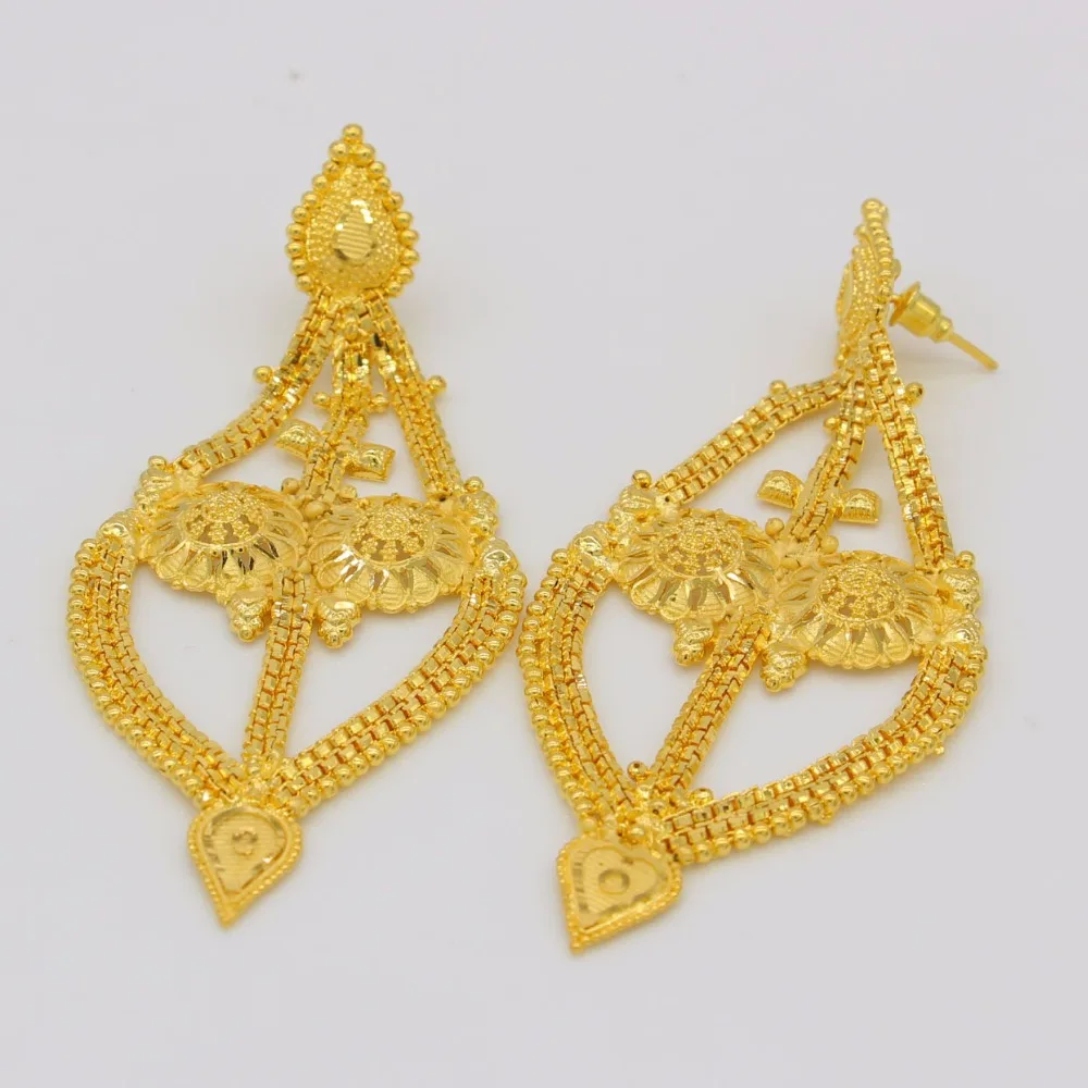 Набор украшений для женщин ожерелье и серьги из Дубаи золотого цвета с медью